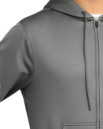 Closeup of a ST238 Sport-Tek Sport-Wick Fleece Full-Zip Hooded Jacket